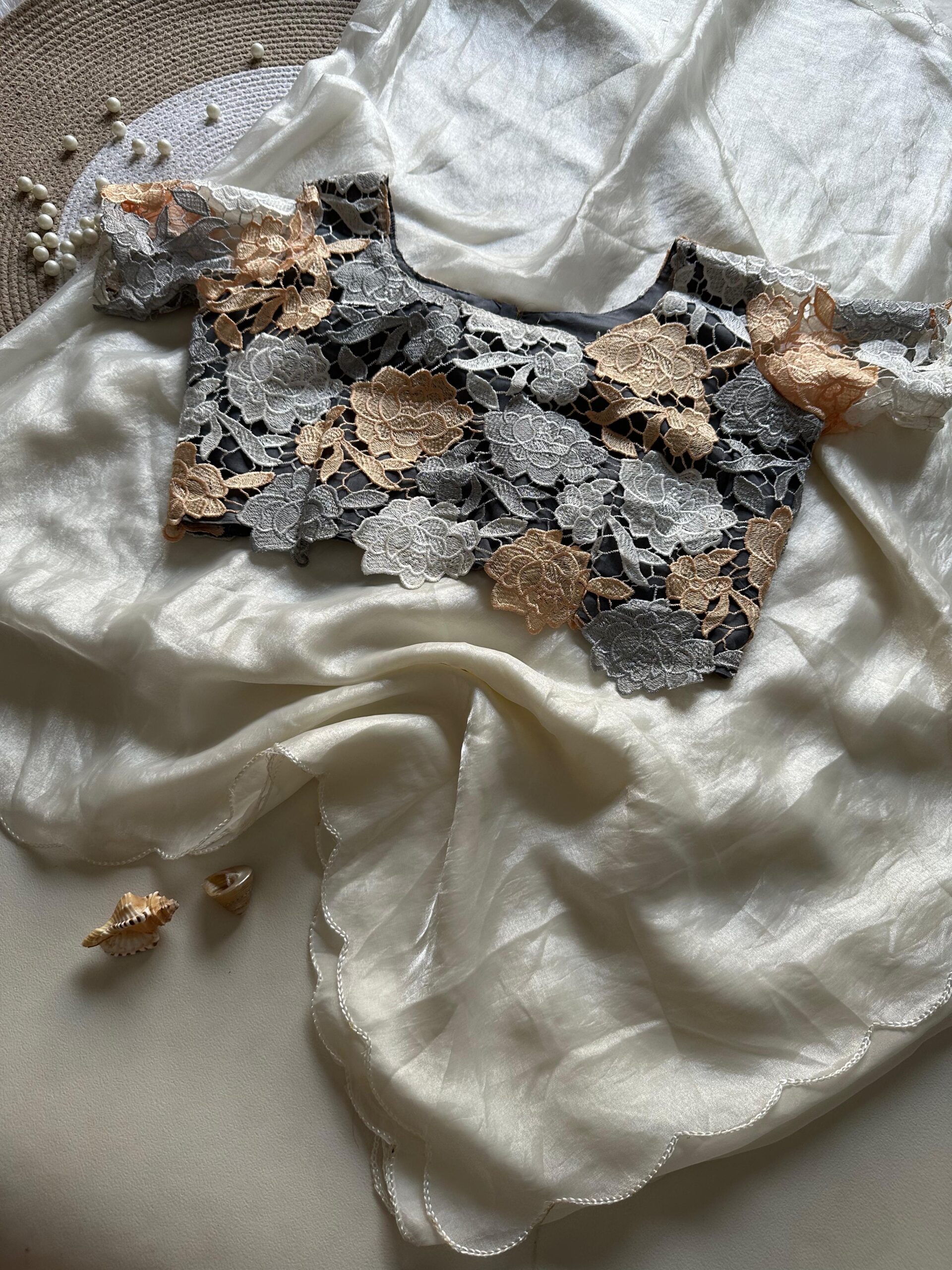 Silk Fendy Satin Saree - Image 4