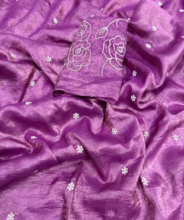 gold crush silk with beautiful embroidery work