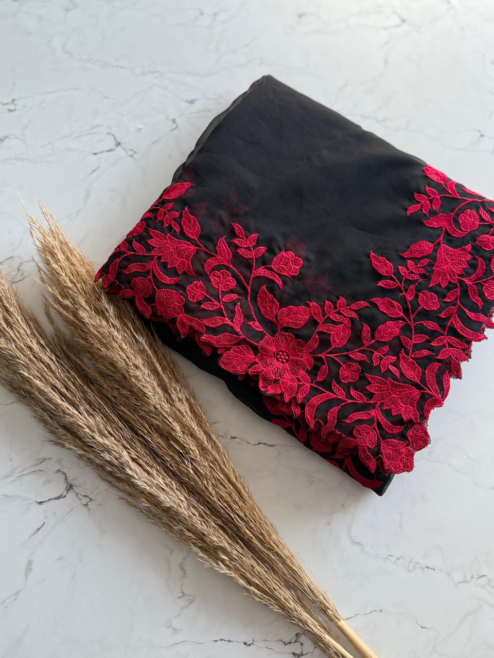 Primium Tebby Orgenza With Contrast Red Color Thread Woke And SCLAP Border - Image 8