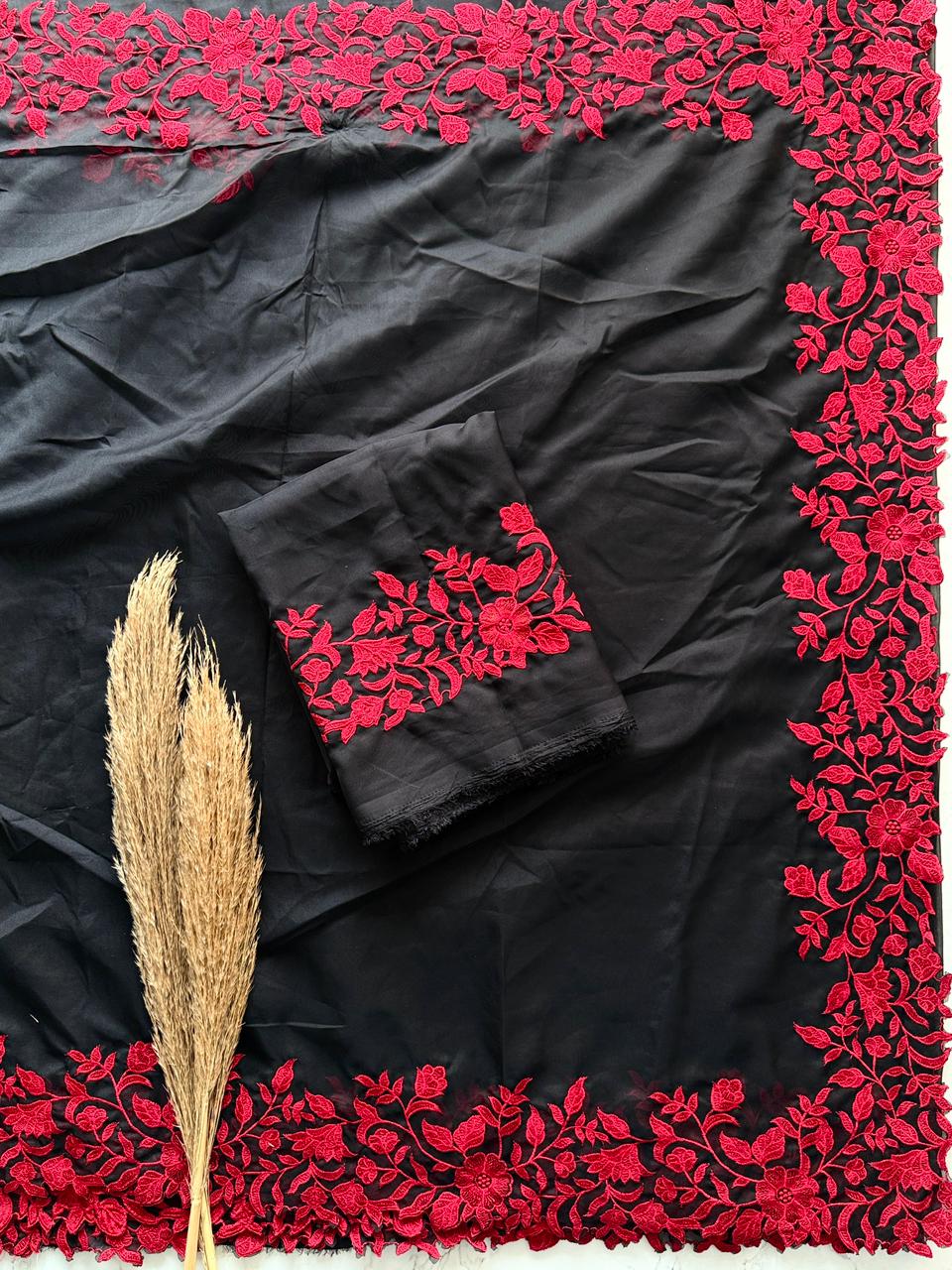 Primium Tebby Orgenza With Contrast Red Color Thread Woke And SCLAP Border - Image 6