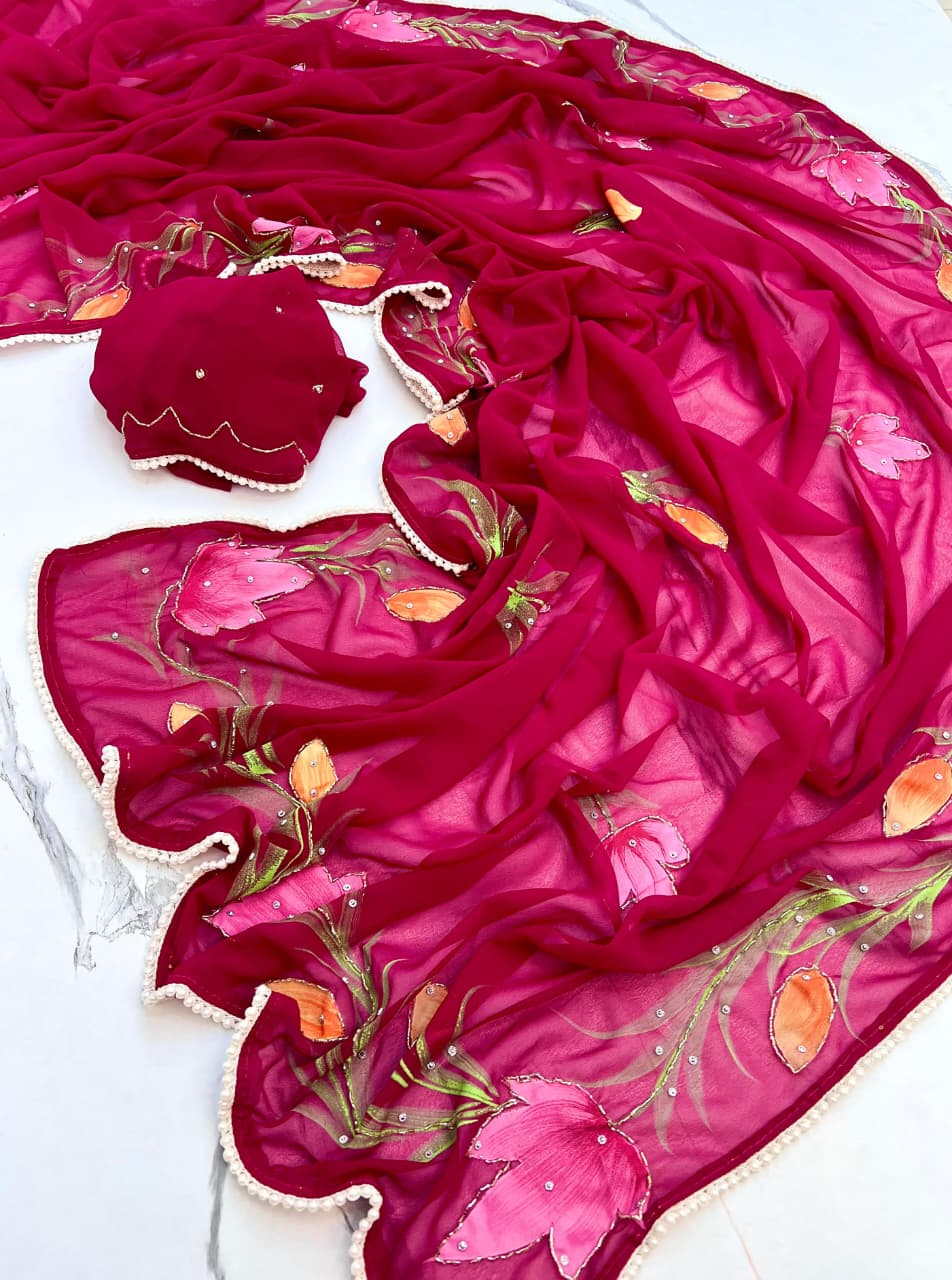 Pure georgette saree - Image 9