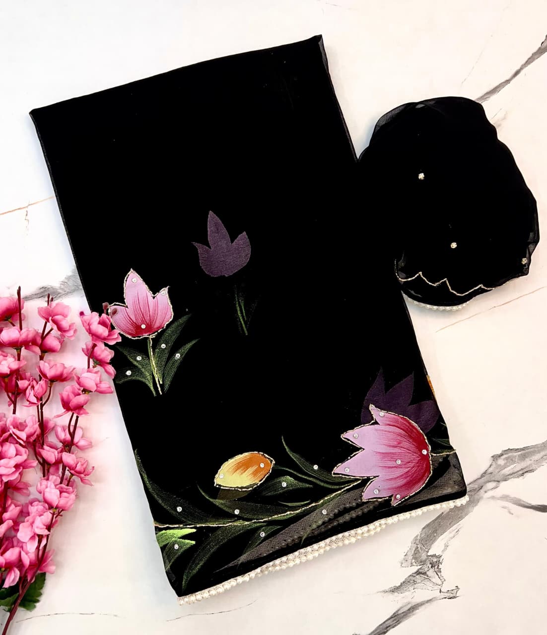 Pure georgette saree - Image 4