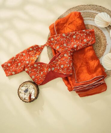 Gold Colour beautiful Designer Saree on space silk fabric with Bids work blouse