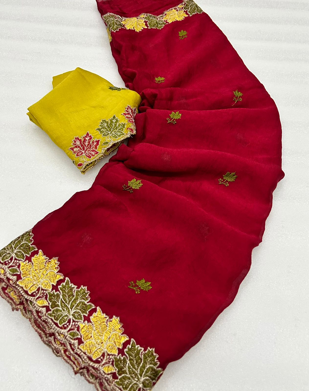 rangoli crush silk with beautiful embroidery work with cut work border - Image 3
