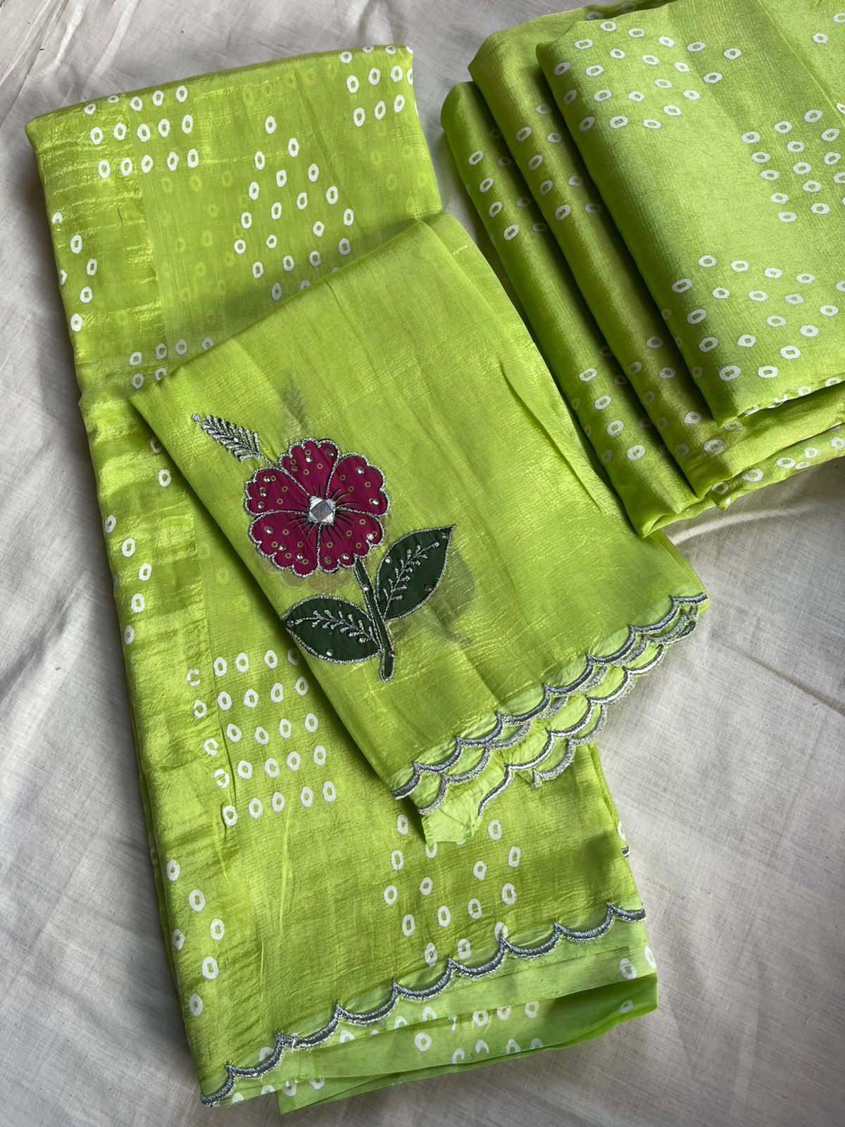 Mangalagiri cotton by pattu handloom bandini sarees - Image 9