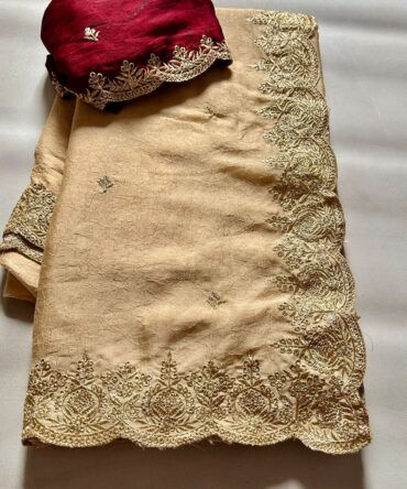 rangoli crush silk with beautiful embroidery work with cut work border 