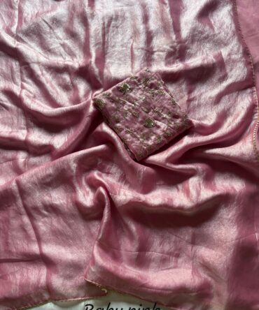 NEW DESIGNER SPACE SILK TISSUE RUST ORANGE TRENDING SAREE