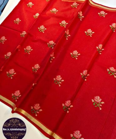 Primium Pure Kota Doriya Silk With Lotus Mluty Thread Work