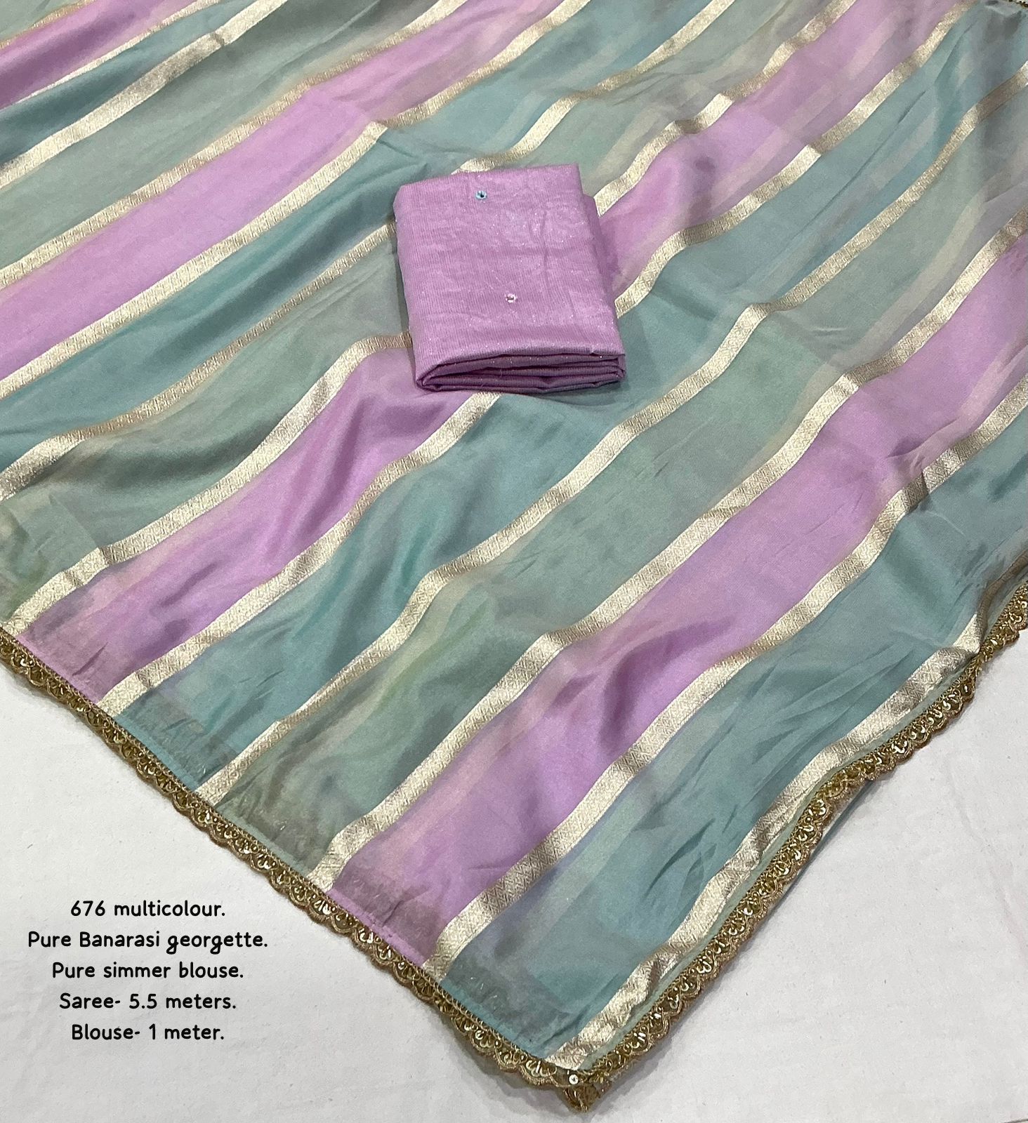 New multi-colour pure Banarasi saree - Image 9