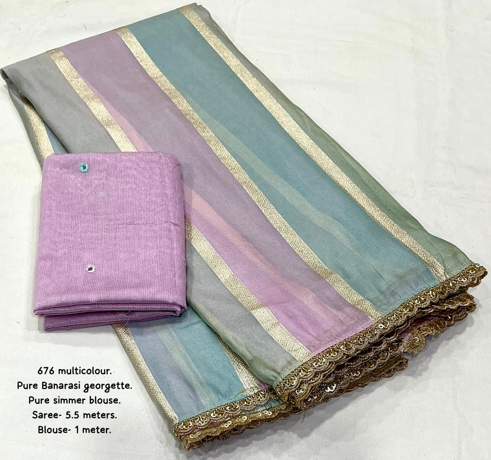 New multi-colour pure Banarasi saree - Image 5