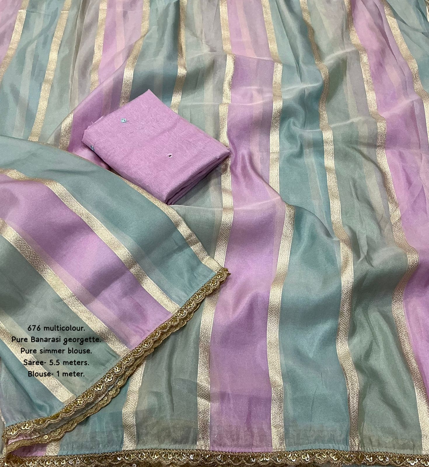 New multi-colour pure Banarasi saree - Image 6