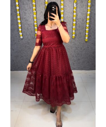 Elegant Sequin Embroidered Frock