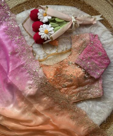 Space Silk Saree With Heavy Embroidery
