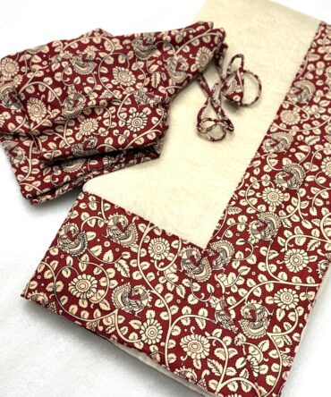 Pichwai Kalamkari Cotton Saree