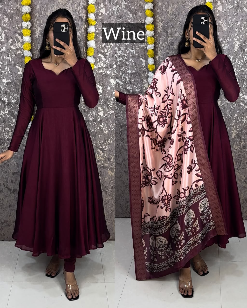 Vichitra Anarkali With Kalamkari Duppata - Image 2