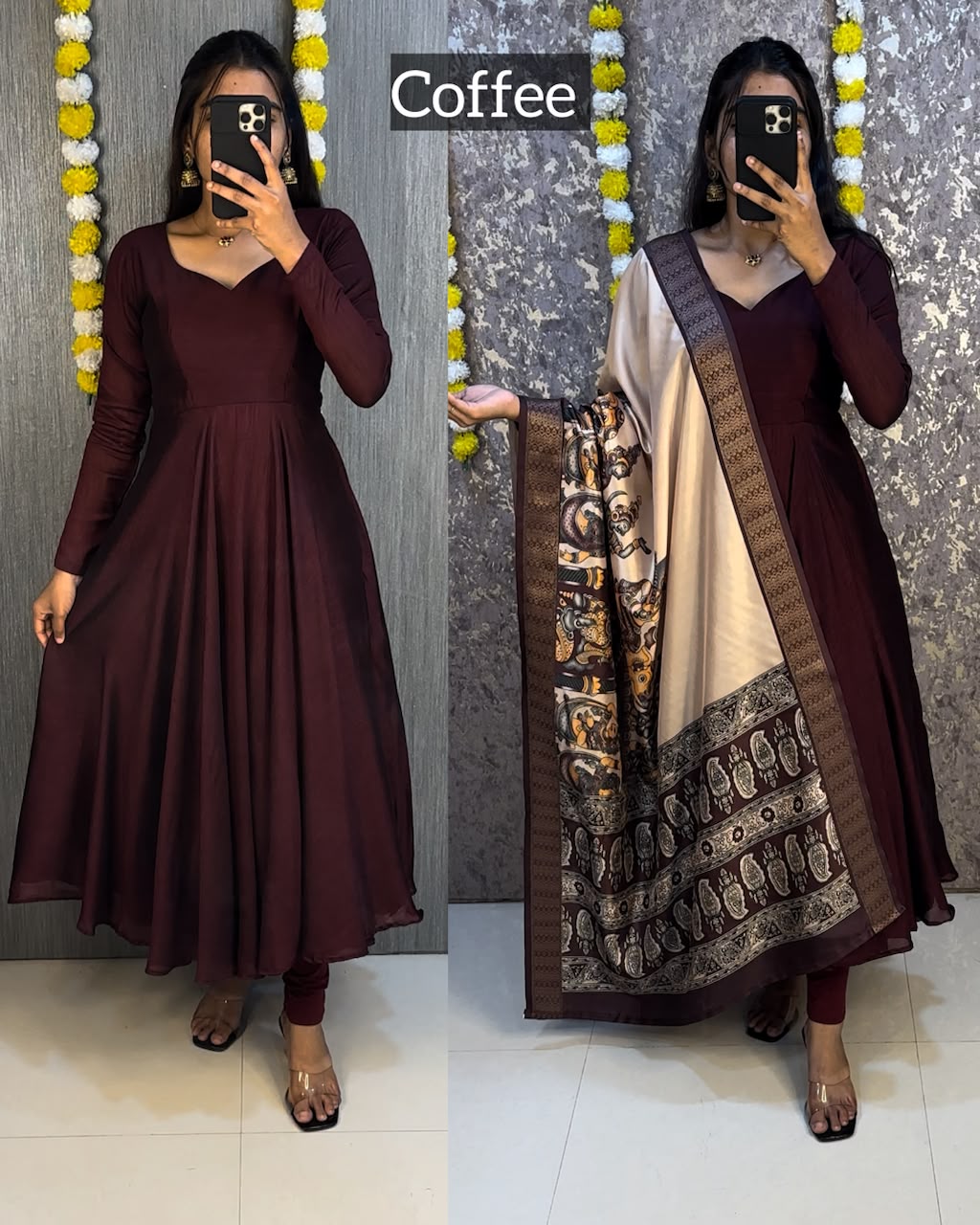 Vichitra Anarkali With Kalamkari Duppata - Image 3