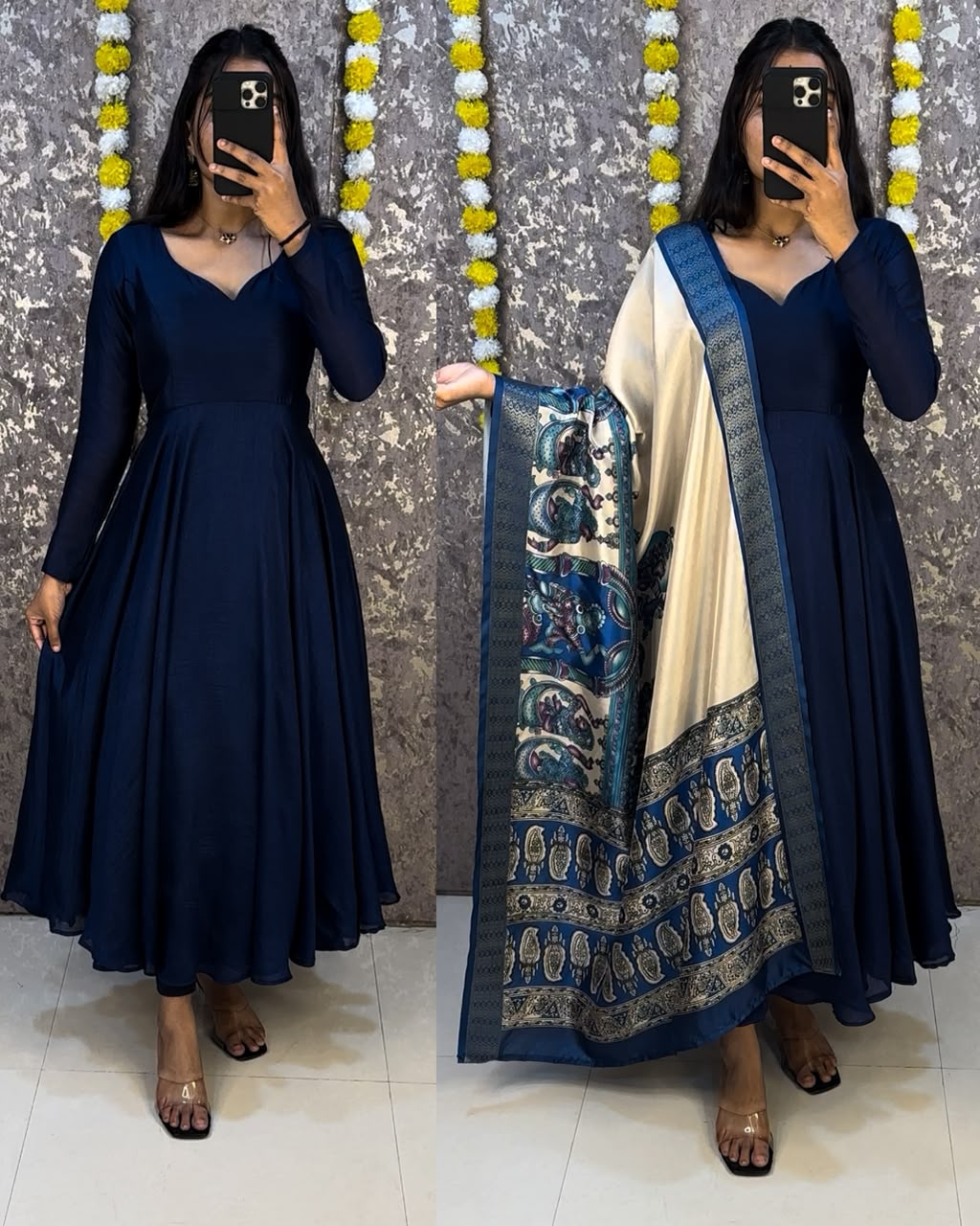Vichitra Anarkali With Kalamkari Duppata