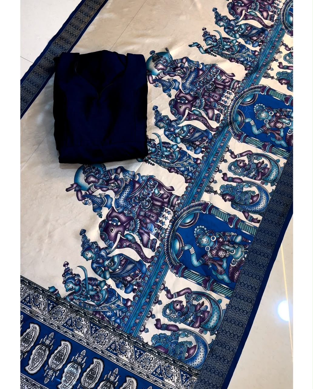 Vichitra Anarkali With Kalamkari Duppata - Image 5